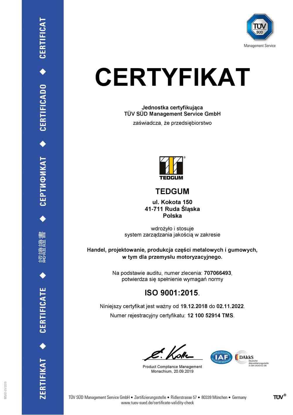 ISO 9001:2015 TEDGUM