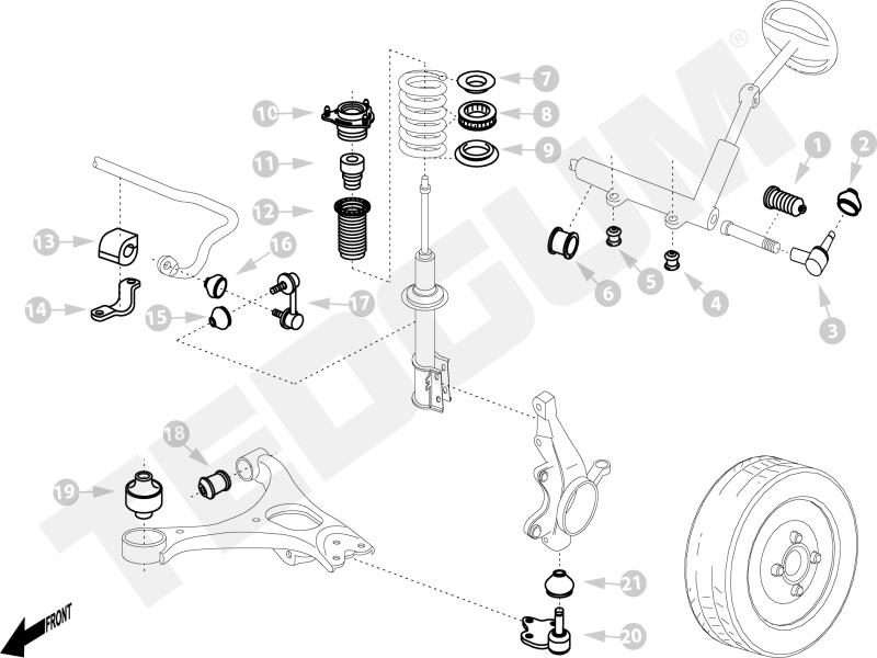 Schemat zawieszenia Honda Civic 2005-2015 przód (FD FA)