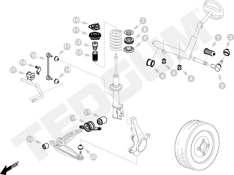 Schemat zawieszenia Honda Civic 2005-2015 przód (FN FK)